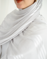 Three Lines Chiffon Scarf - Grey